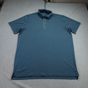 Greyson Polo Shirt Mens XL Blue Purple Striped Short Sleeve Wolf Golf Stretch